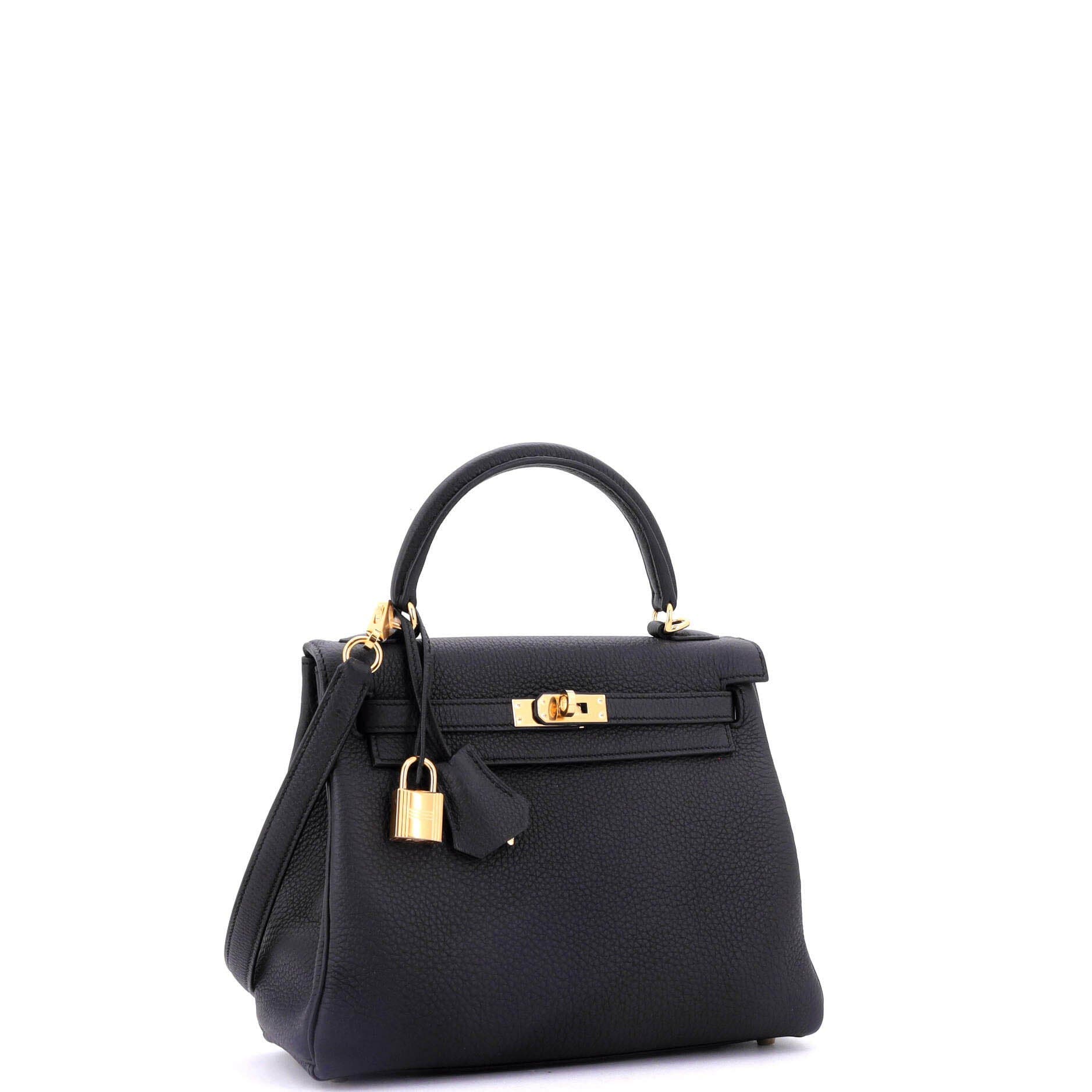 Pre-Owned Hermes Kelly Handbag Black Togo with Gold Hardware 25, Alternate, color, 