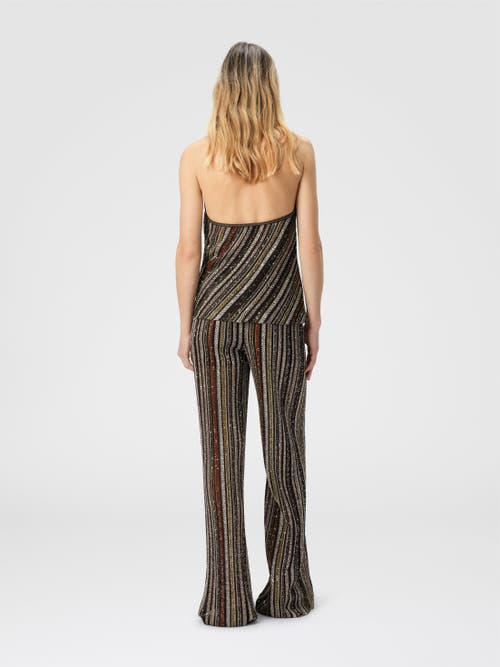 Missoni Womens Multicolor Beige Brown Halterneck Embellished Stretch-woven Top In Multi