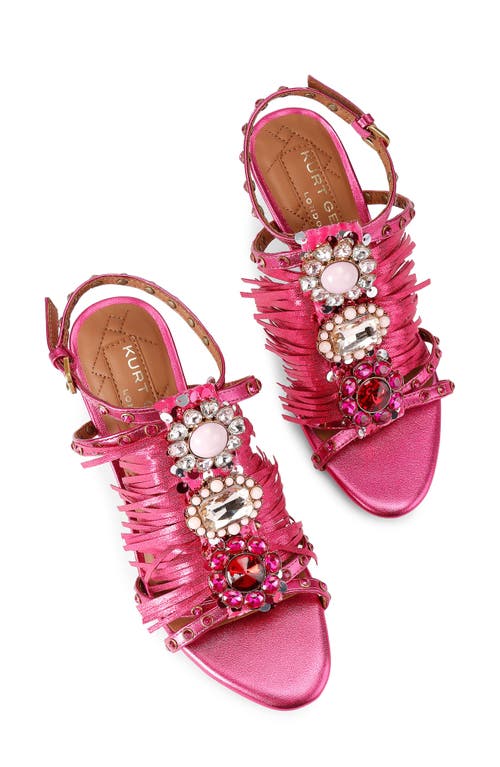 Kurt Geiger London Jewel Fringe Ankle Strap Sandal In Pink