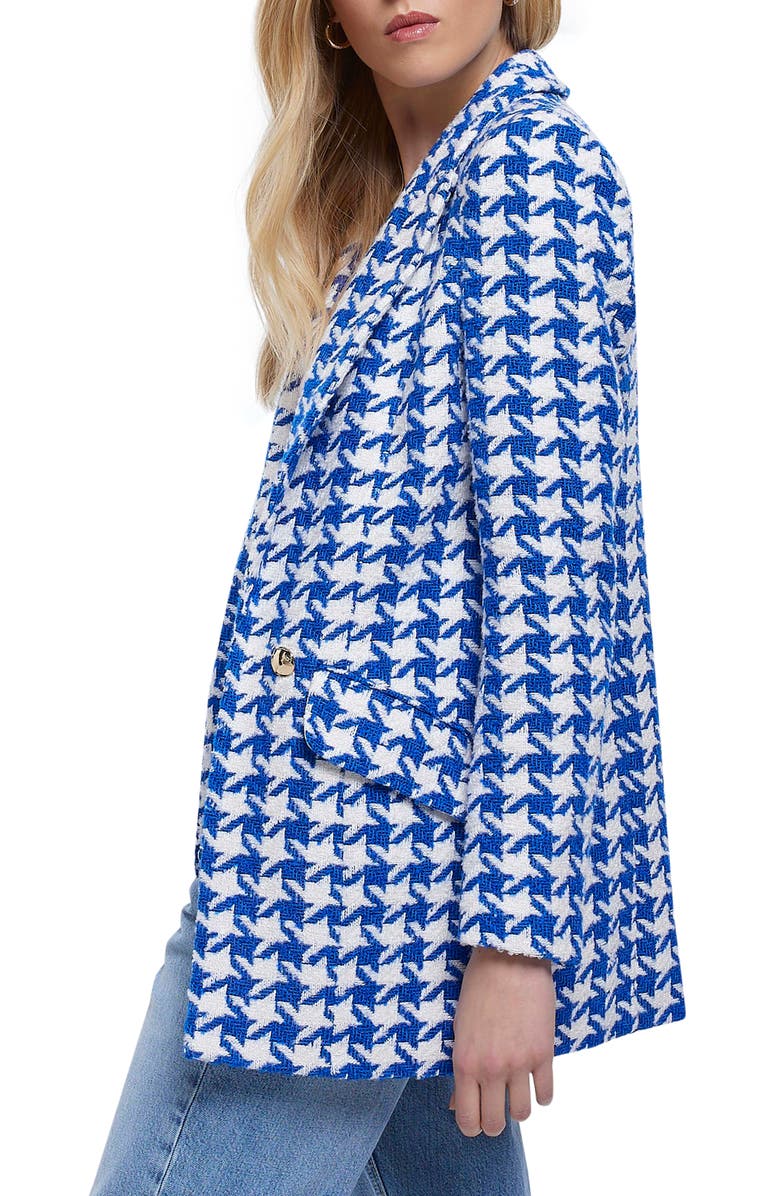 River Island Houndstooth Bouclé Blazer, Alternate, color, 