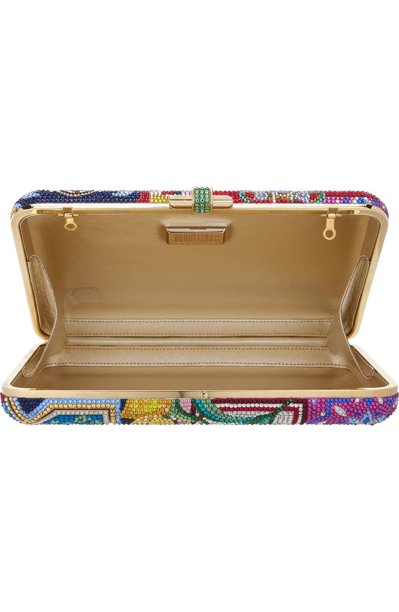 JUDITH LEIBER COUTURE Slim Slide Ceramica Crystal Embellished Clutch, Alternate, color, Champagne Dark Indigo Multi