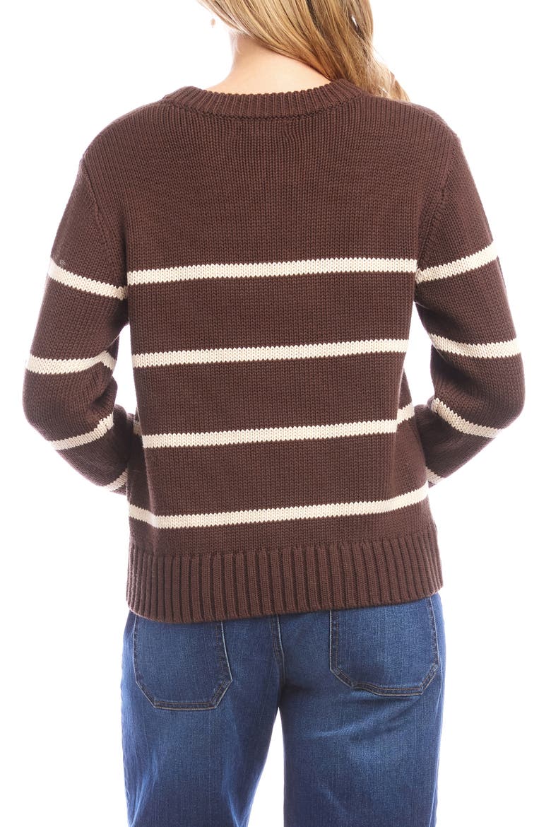 Stripe Crewneck Sweater, Alternate, color, CHOCOLATE