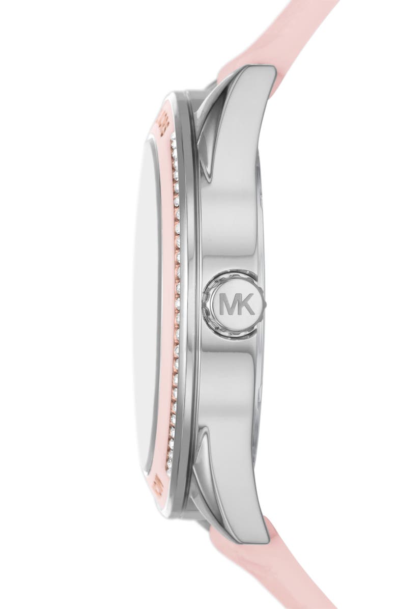 Michael Kors Jessa CZ Embellished Multifunction Silicone Strap Watch, 40mm, Alternate, color, 