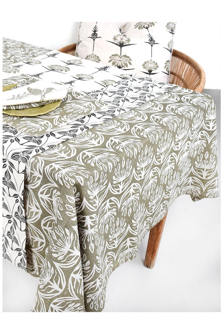 Botanical Tablecloth, Alternate, color, SAGE