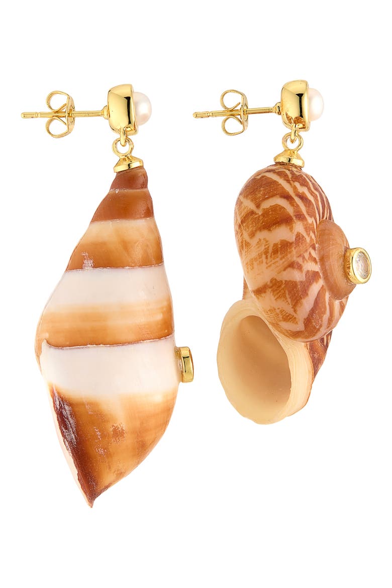 Caracol Drop Earrings, Alternate, color, BROWN
