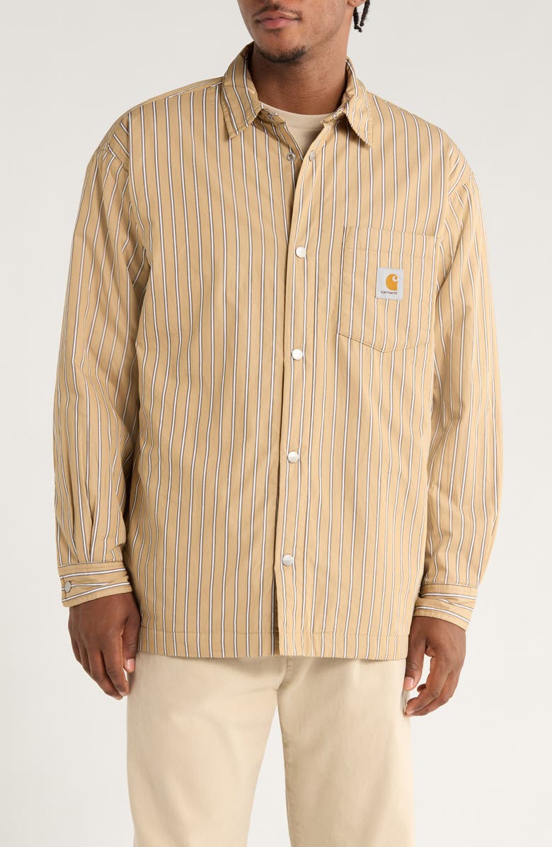 Carhartt Work In Progress Grimsby Stripe Shirt Jacket, Alternate, color, Grimsby Stripe, Dusty Brown
