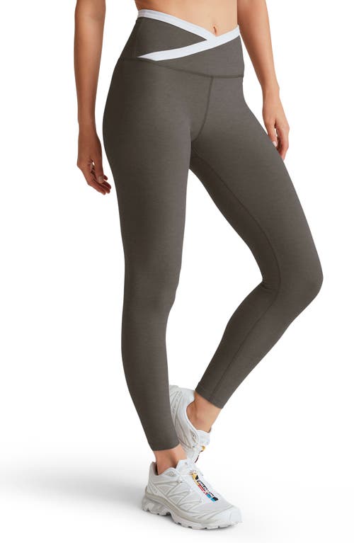 Shop Beyond Yoga Spacedye Outlines High Waist Midi Leggings In True Gray Heather/cl