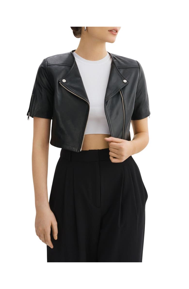 LAMARQUE Kirsi | Cropped Biker Jacket, Main, color, Black