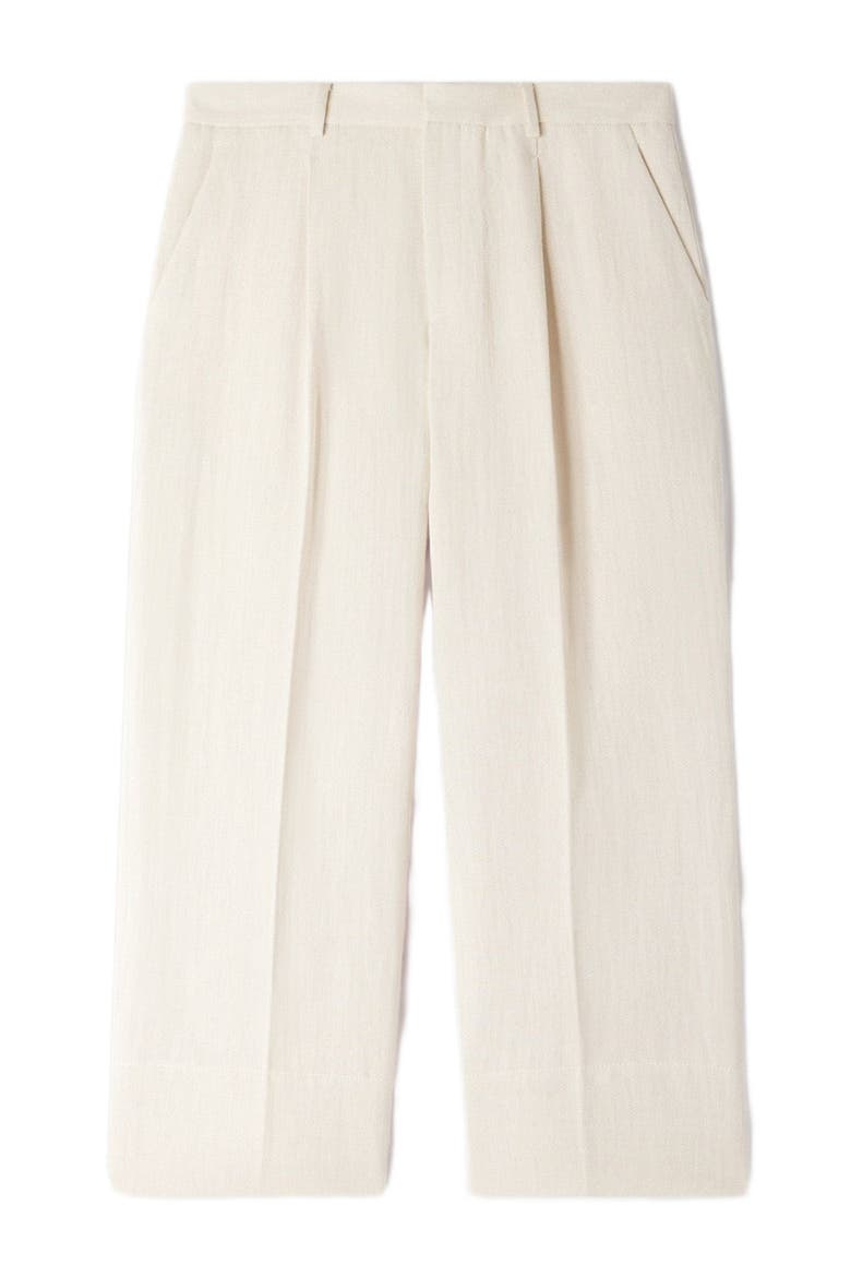Wide-leg cotton linen trousers, Alternate, color, Ecru