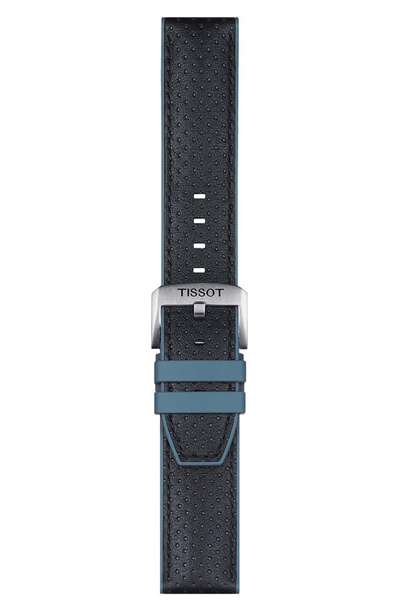Tissot 22mm Color Tipped Leather Watchband, Main, color, Black / Blue