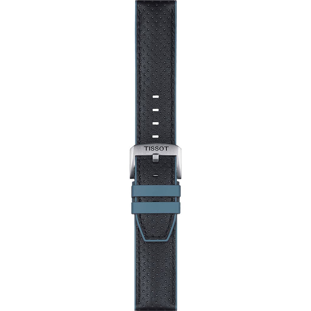 Tissot 22mm Color Tipped Leather Watchband in Black /Blue  product