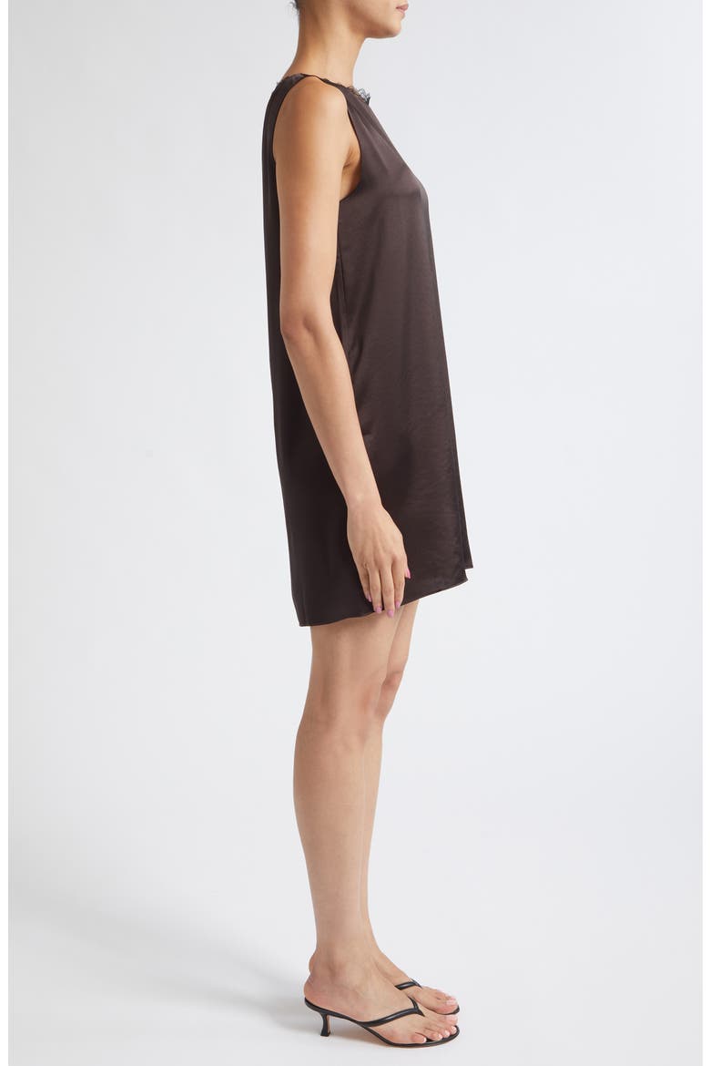 Barb Lace Detail Satin Minidress, Alternate, color, CHOCOLATE