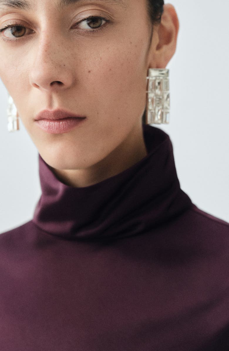 MANGO Selection Turtleneck Satin Top, Alternate, color, Purple