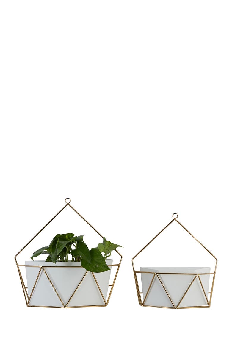 COSMO BY COSMOPOLITAN White Iron Contemporary Planter - Set of 2, Alternate, color,