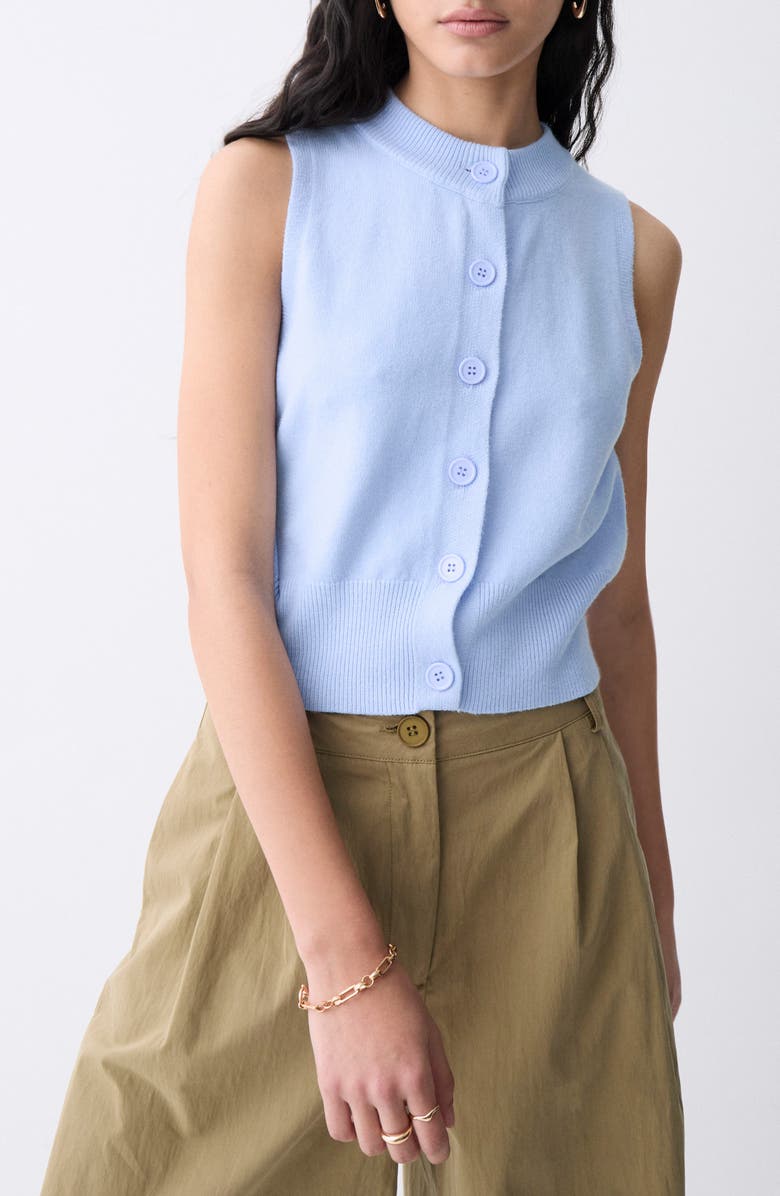 DELUC Almada Button-Up Sweater Vest, Main, color, Light Blue
