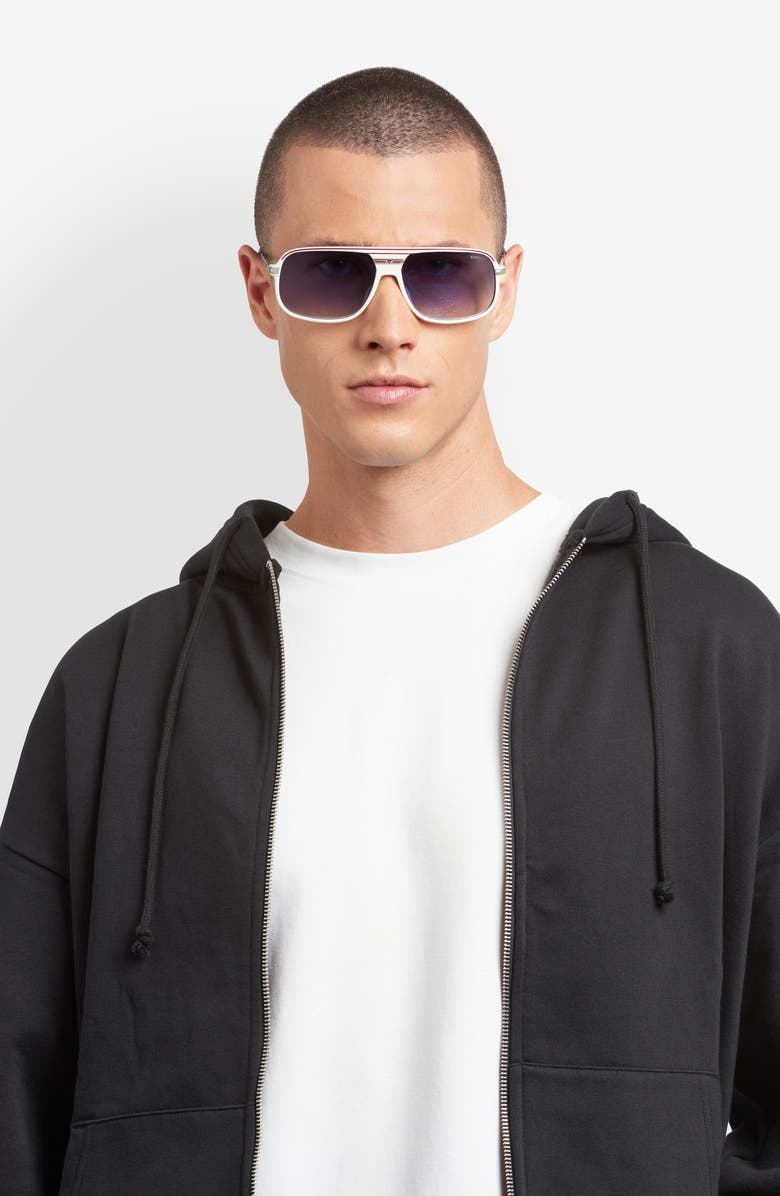 Carrera Eyewear C Sport 62mm Oversize Gradient Rectangular Sunglasses, Alternate, color, Ivory/ Dk Blue Sf