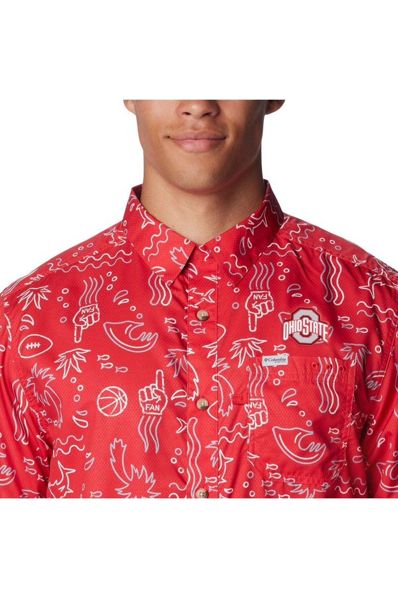 Men's Columbia Scarlet Ohio State Buckeyes Super Slack Tide Omni-Wick Button-Up Shirt, Alternate, color, Scarlet