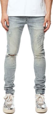 PURPLE BRAND Three Year Distressed Ripped Knee Skinny Jeans