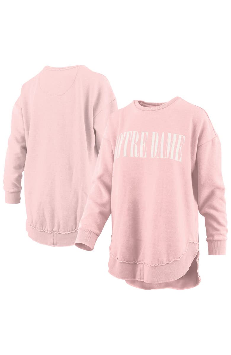 PRESSBOX Women's Pressbox Pink Notre Dame Fighting Irish Poncho Fleece Pullover Sweatshirt, Main, color,