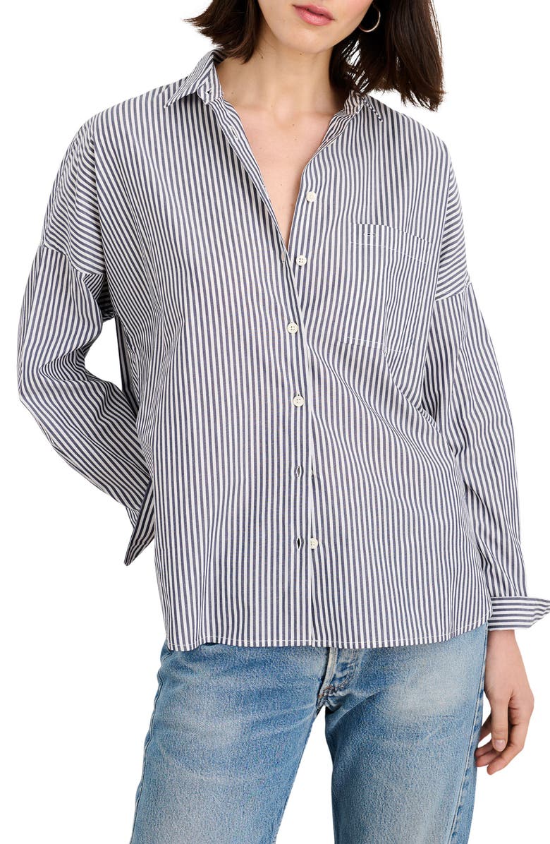 Alex Mill Standard Stripe Cotton Button-Up Shirt, Main, color, Navy / White