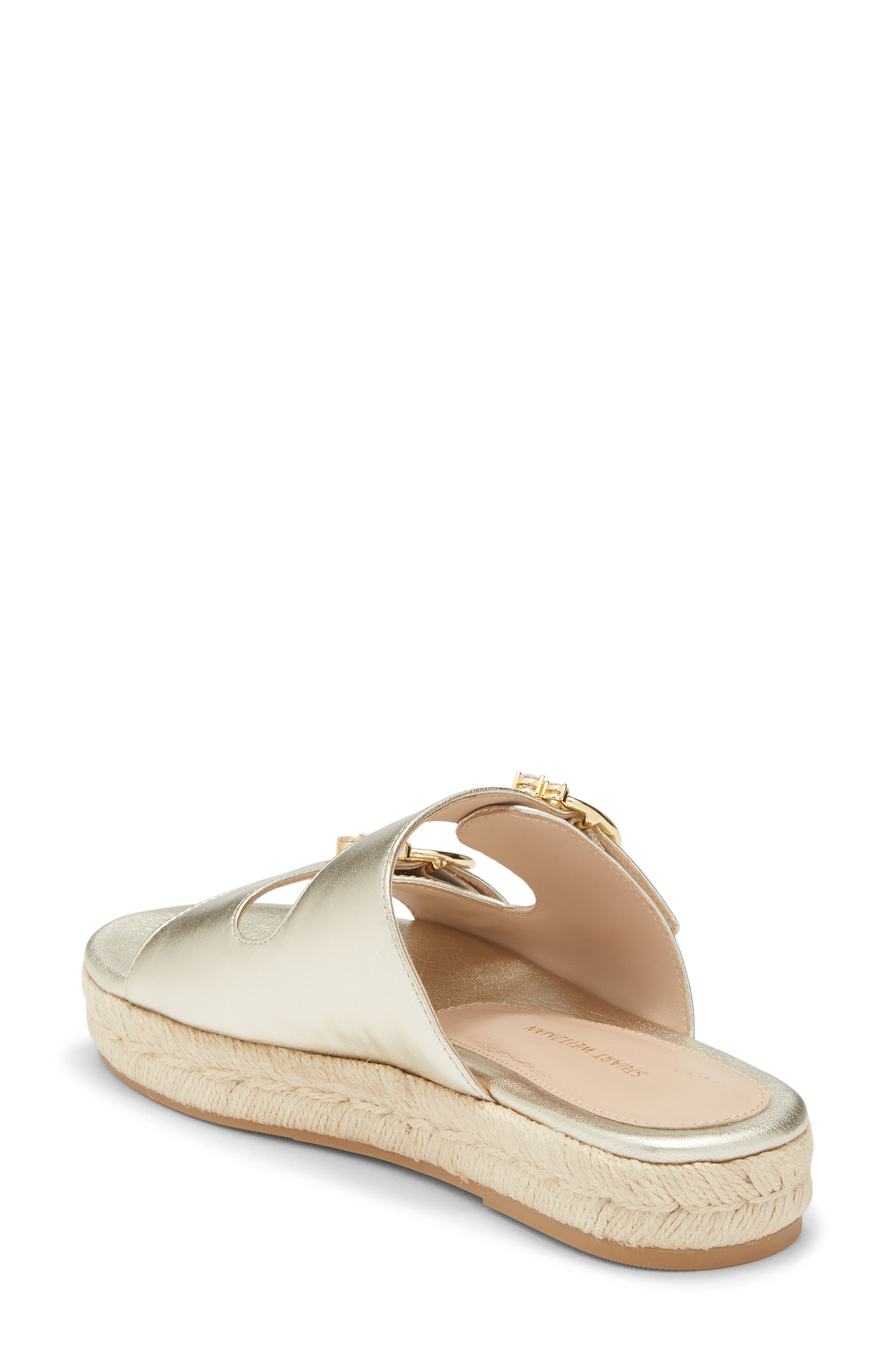 Stuart Weitzman Crystal Espadrille Slide Sandal, Alternate, color, Platino