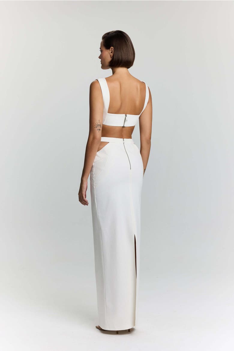 Elena Denim Crop Top, Alternate, color, White