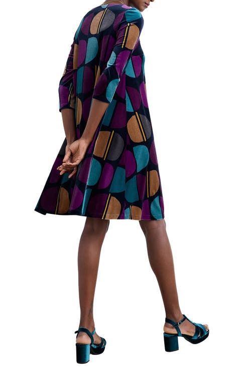 Seasalt Cornwall Mahonia Abstract Print Velvet Shift Dress In Multi