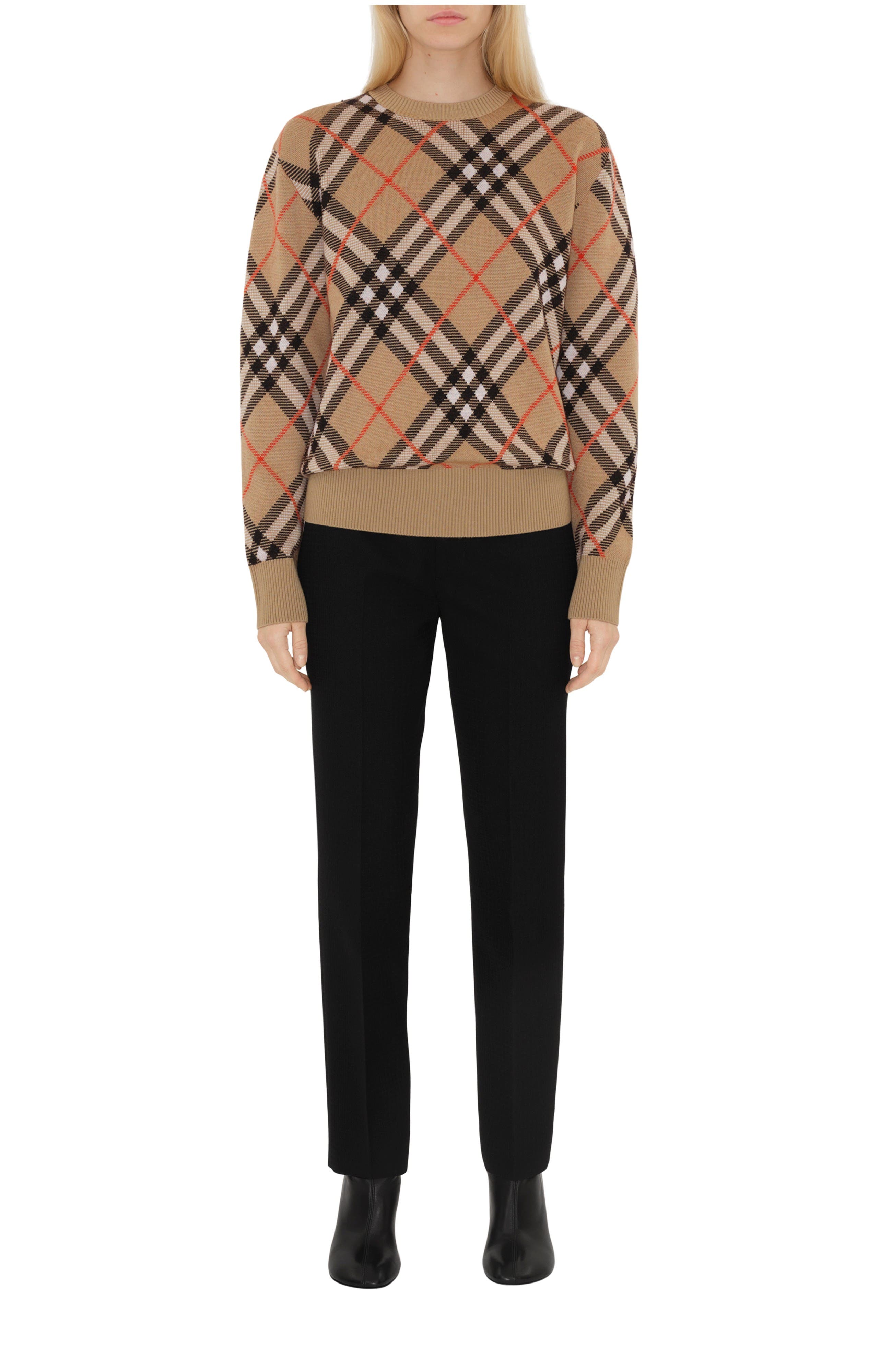 Check Wool Mohair Blend Sweater