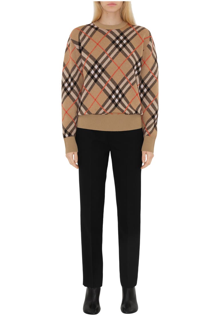 Check Wool Mohair Blend Sweater, Main, color, Sand beige
