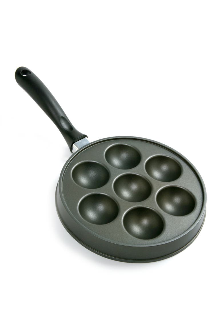 Stuffed Aebleskiver Pancake Pan with 2.25-Inch Cavities, Main, color, Black