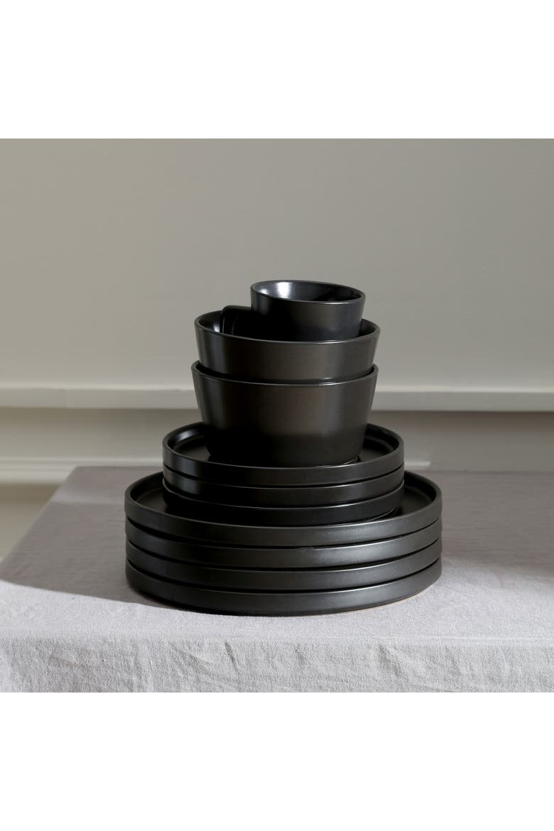 Celina Stoneware 32-Piece Dinnerware Set, Alternate, color, Black Matte