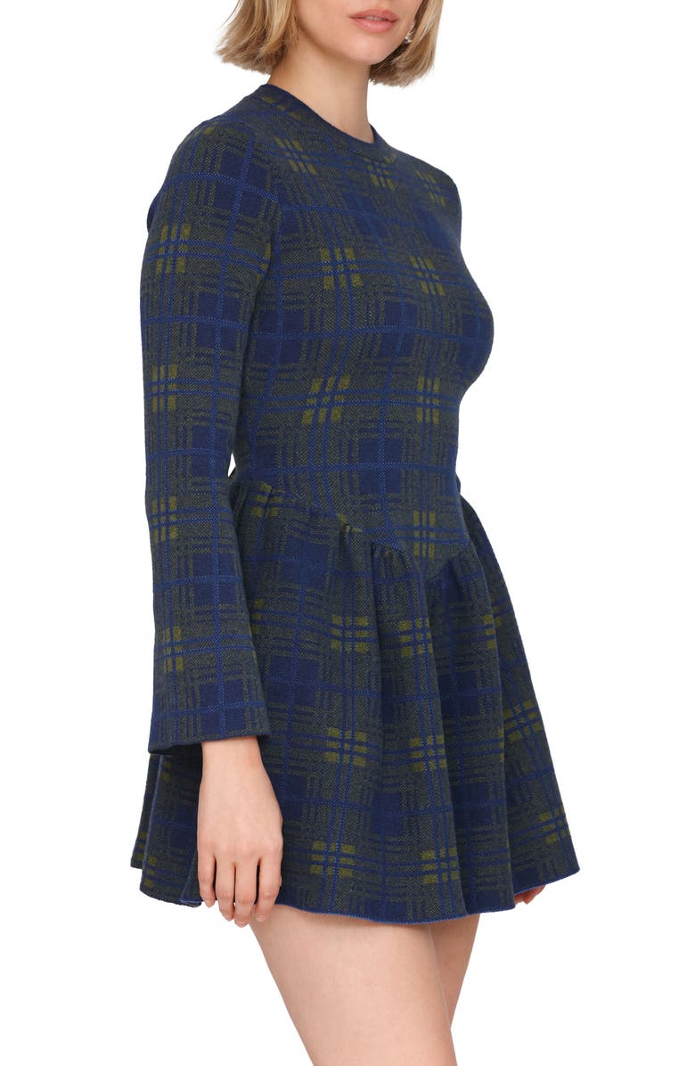 Avec Les Filles Basque Waist Long Sleeve Skater Sweater Dress, Alternate, color, Cadet