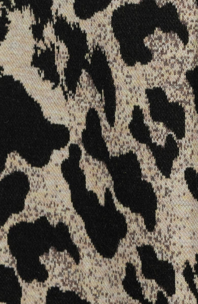 Anne Klein Leopard Print Mock Neck Dress, Alternate, color, Light Parchment / Anne Black