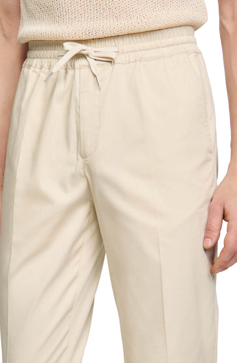 SANDRO Elasticated straight-leg trousers, Alternate, color, Light Beige