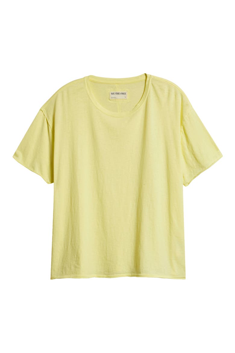 We The Free Nina Crewneck Cotton T-Shirt, Alternate, color, LEMON WATER