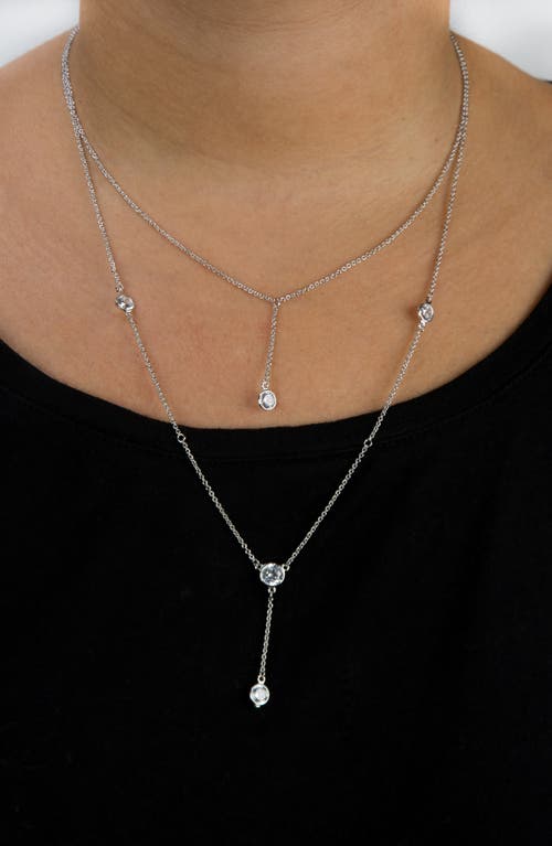 Cz By Kenneth Jay Lane Cubic Zirconia Station Layered Y-necklace In Metallic