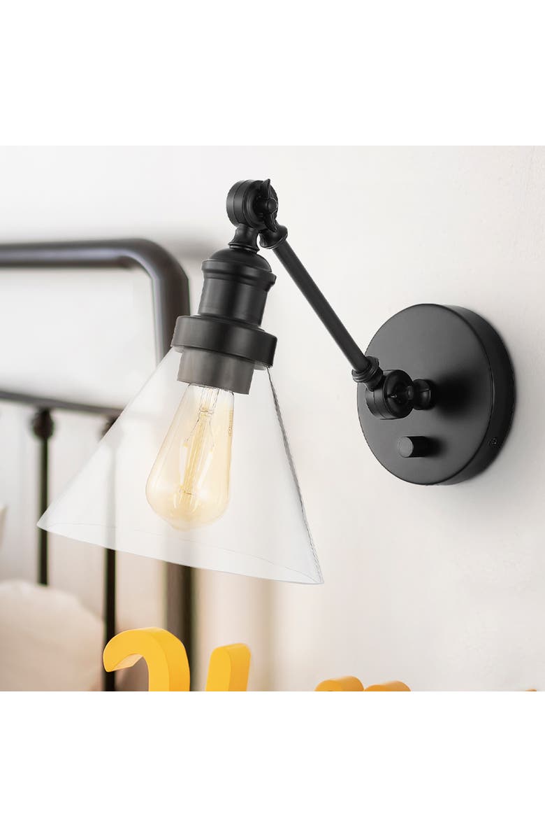 JONATHAN Y Cowie Iron/Glass Adjustable LED Wall Sconce, Alternate, color, 