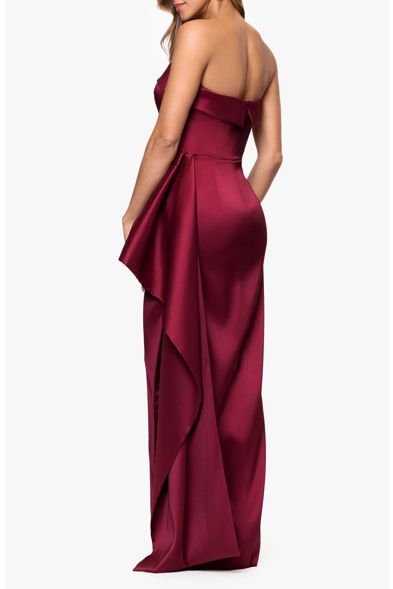 Ruffle Strapless Mikado Column Gown, Alternate, color, WINE