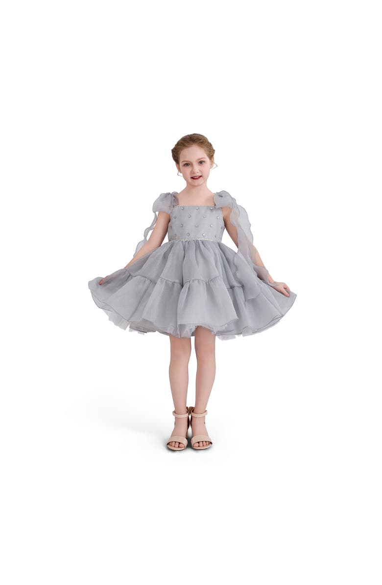 Tulleen Sparkle Tiered Dress, Alternate, color, Grey