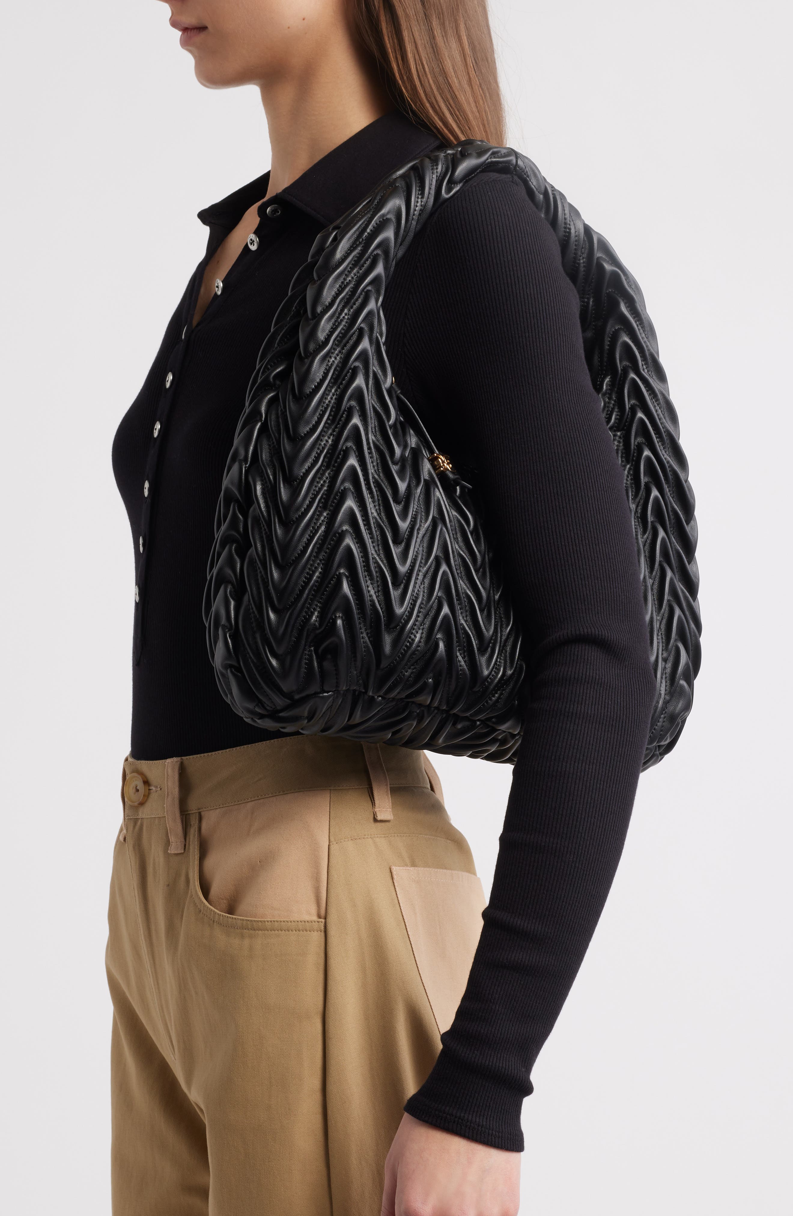 Sam Edelman Ari Quilted Leather Hobo Bag, Alternate, color, 