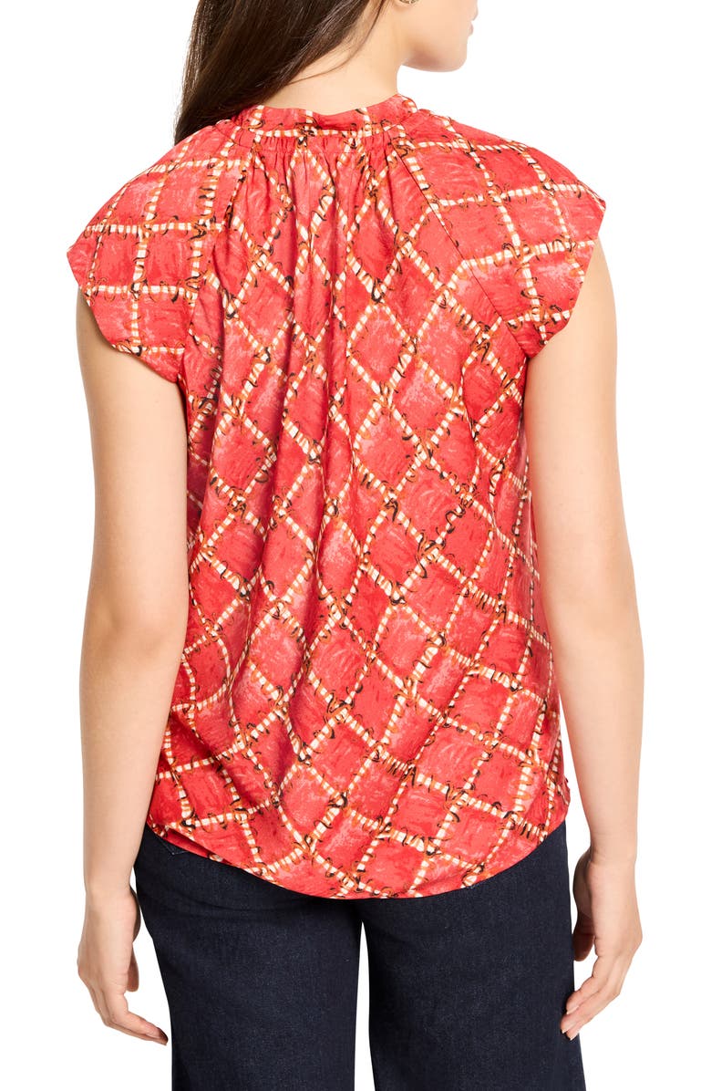 NIC+ZOE Squiggle Check Cap Sleeve Top, Alternate, color, Red Multi