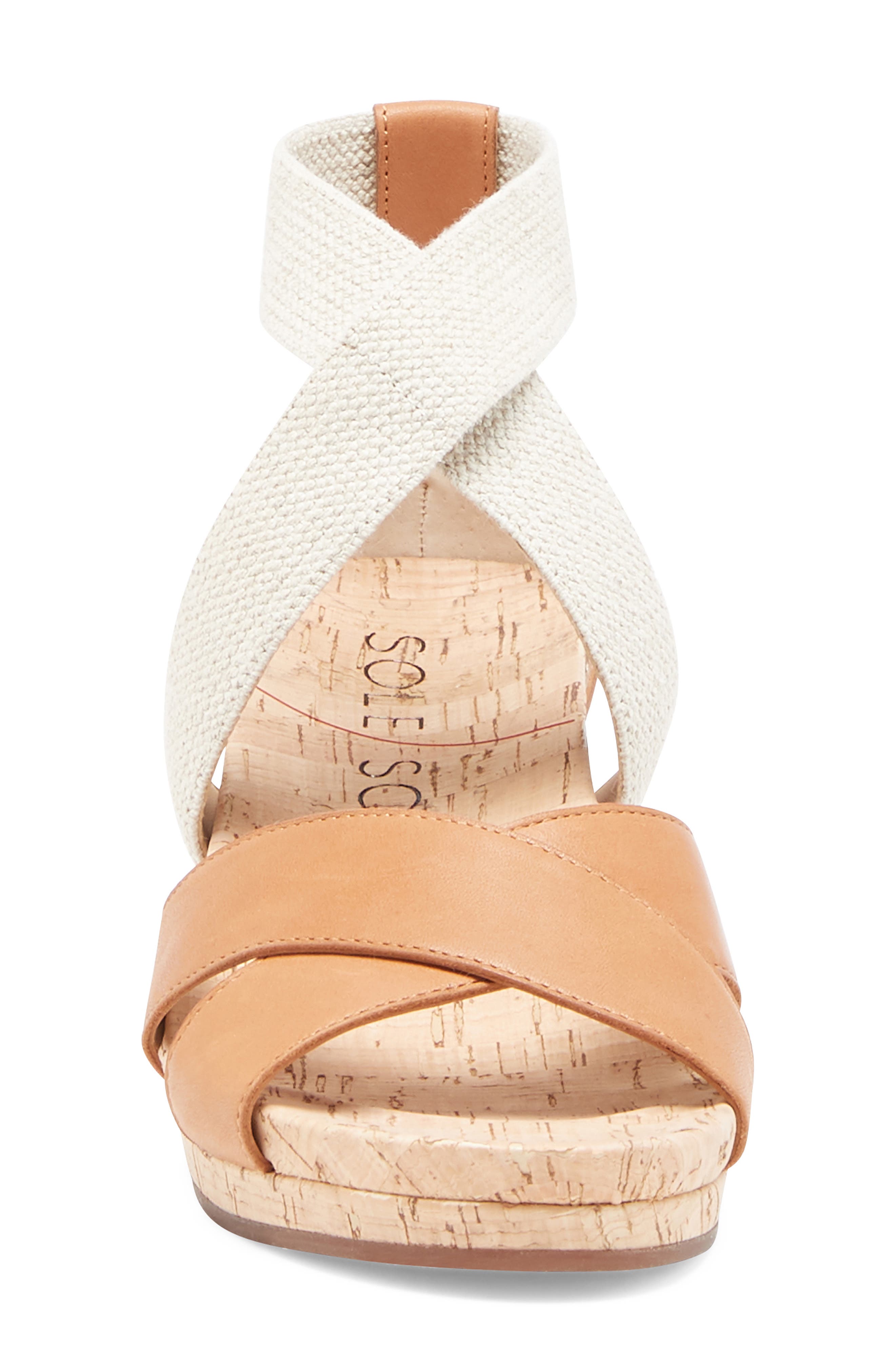 Kimlee Wedge Sandal, Alternate, color, ACACIA TAN LEATHER