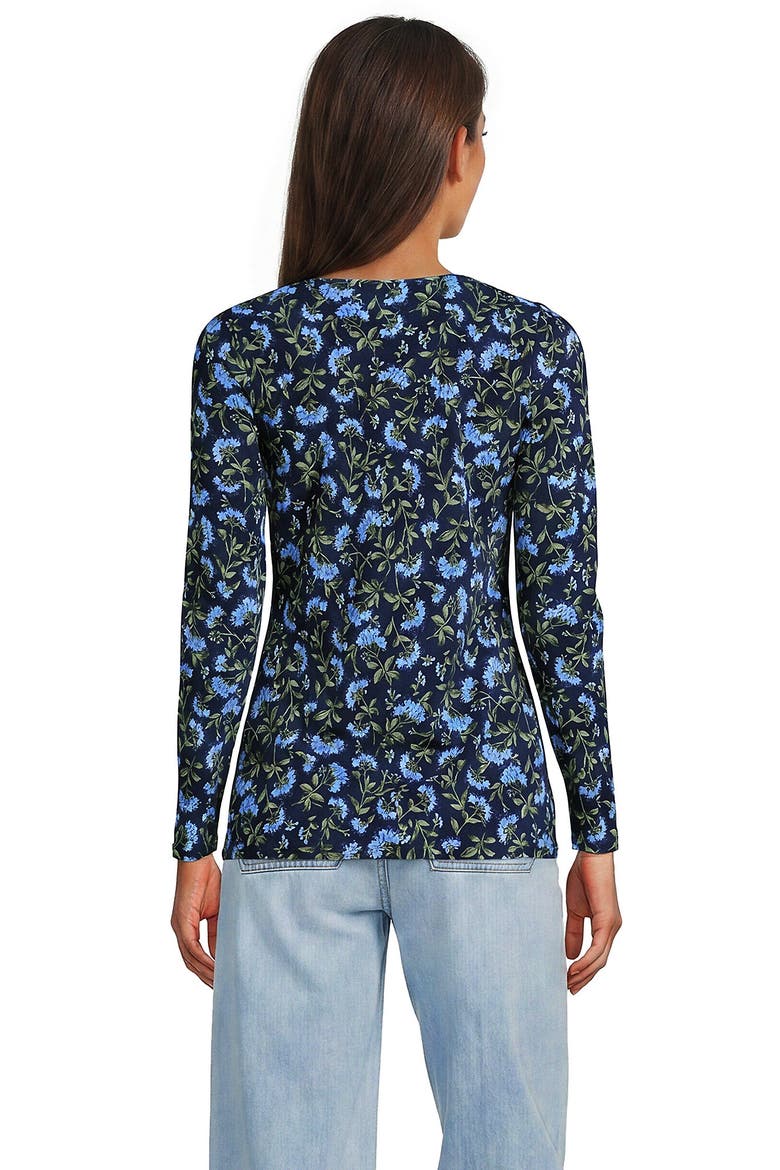 Lightweight Jersey Skimming Long Sleeve Scoop Neck T-shirt, Alternate, color, Deep Sea/Blue Hydrangea