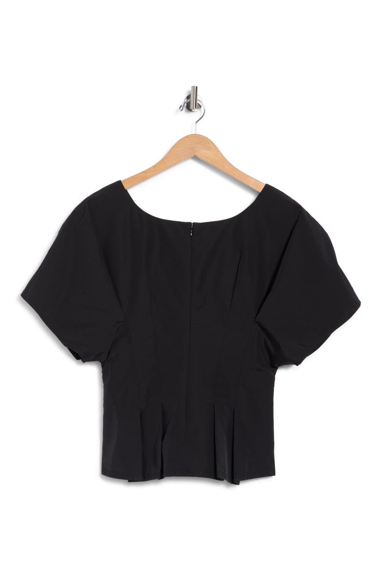 Rozen Pleated V-Neck Top, Alternate, color, BLACK