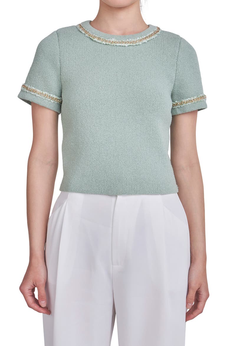 Chain Accent Knit Top, Alternate, color, SAGE