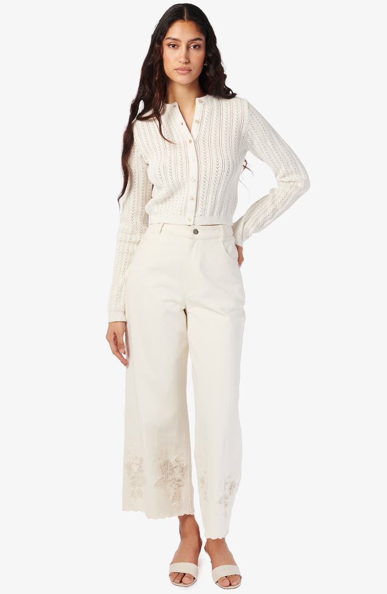 CAMI NYC Dresden Pointelle Crop Cardigan, Alternate, color, Macadamia