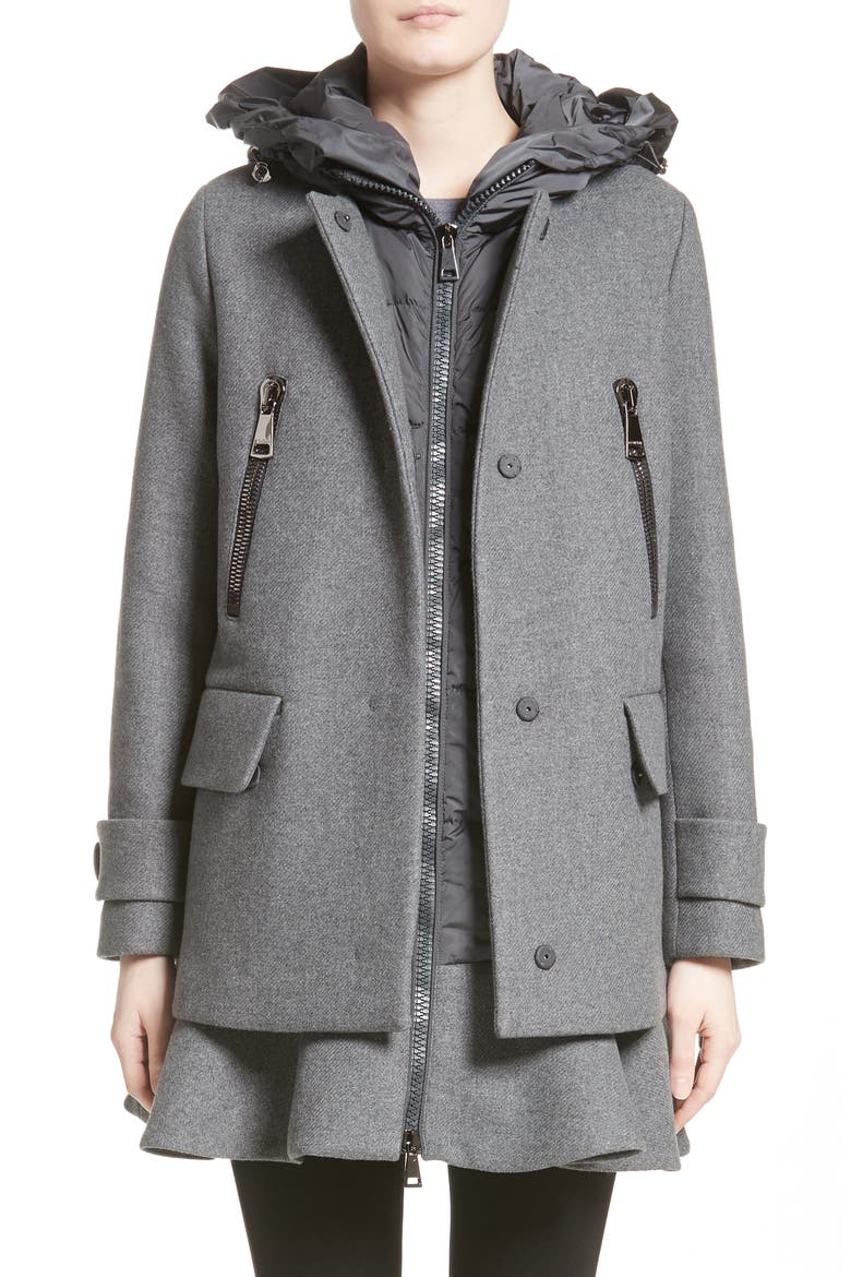 Phemia Wool Blend Jacket with Removable Hooded Puffer Vest, Alternate, color, GREY