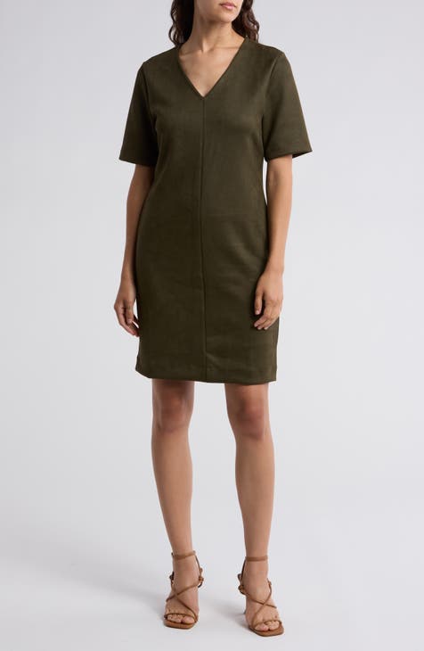 Faux Suede Column Dress (Regular & Plus)