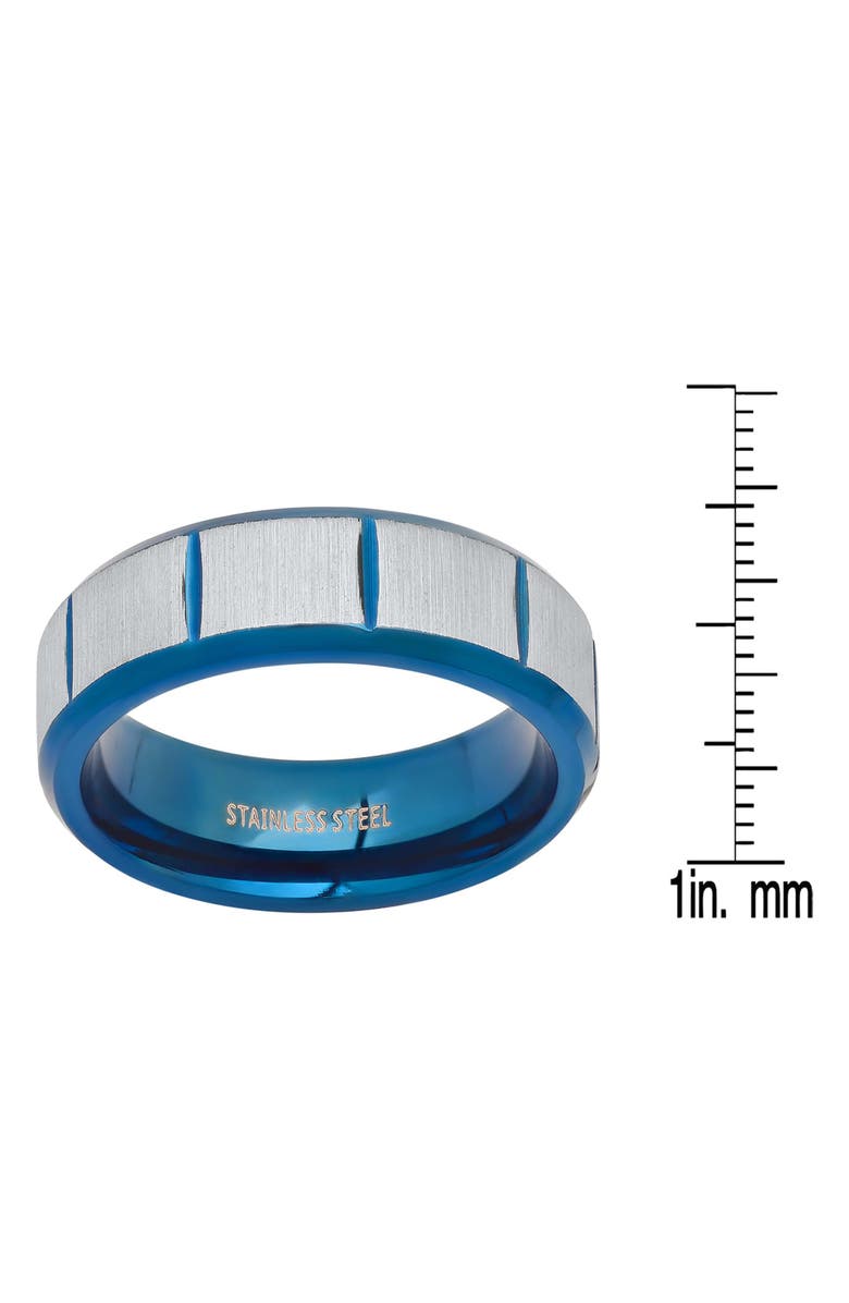 STEELTIME Men's Two-Tone Stainless Steel Band Ring, Alternate, color, Blue