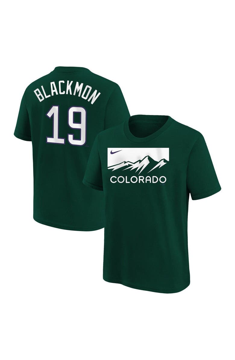 Nike Youth Nike Charlie Blackmon Green Colorado Rockies 2022 City Connect Name & Number T-Shirt, Alternate, color, 